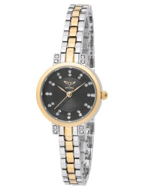 Invicta Women's Two-Tone Black Dial Crystal Accent Bracelet Watch